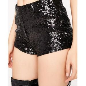 Black sequin high waist shorts